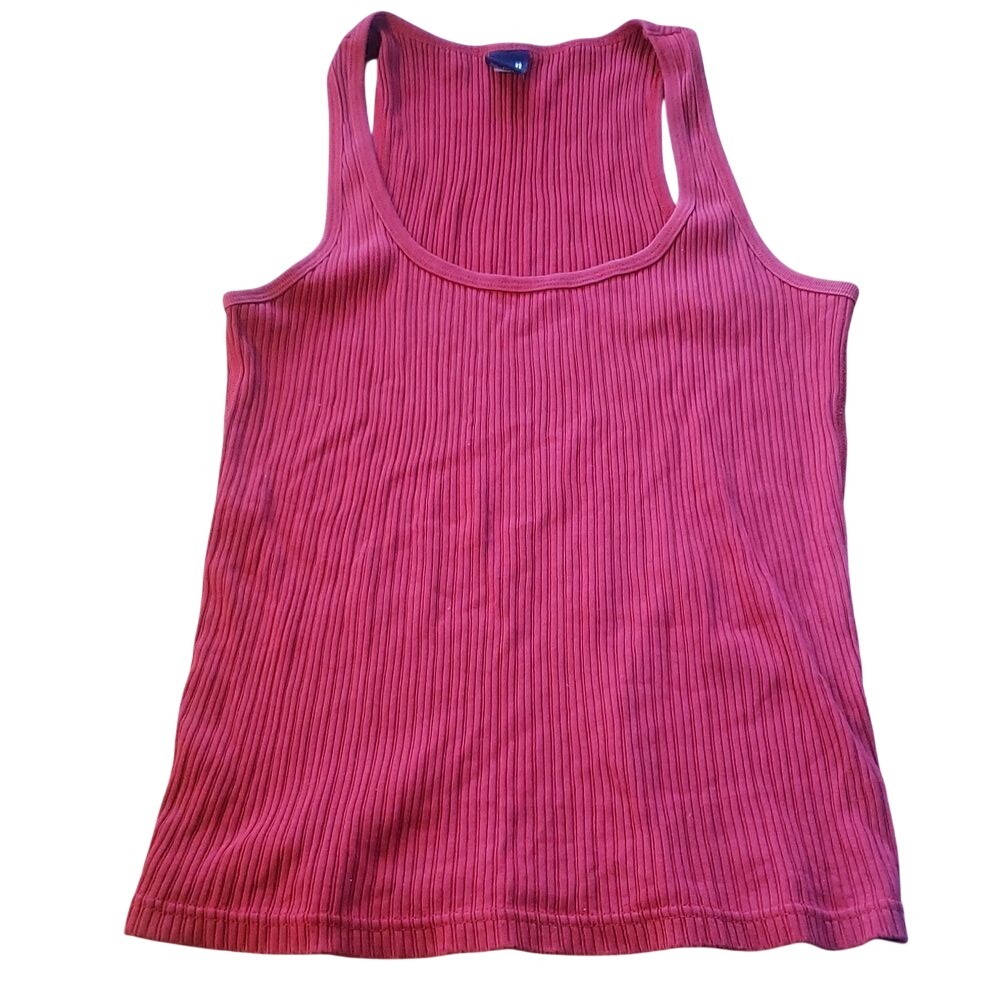 Vintage Gap Women's M Sleeveless Red Ribbed Cotton Tank Top Retro Y2K